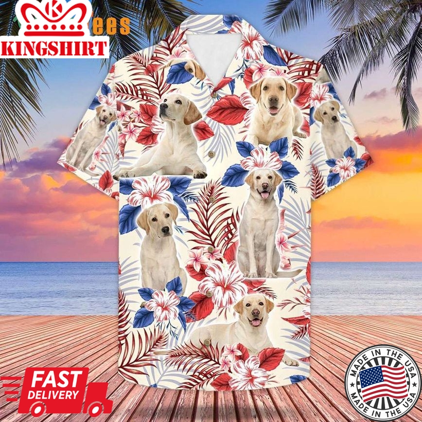 Labrador Usa Flag Flower, Dog Trendy Hawaiian Shirt Perfect Gifts For Your Loved Ones