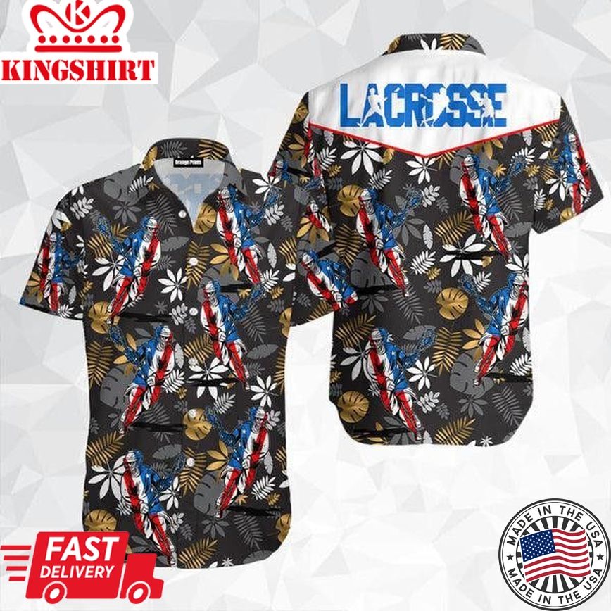 Lacrosse American Floral Trendy Hawaiian Shirt For