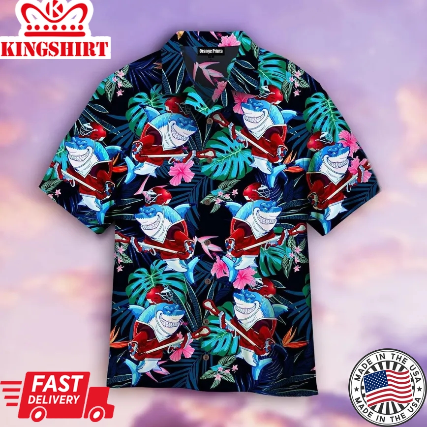 Lacrosse Shark Floral Trendy Hawaiian Shirt For