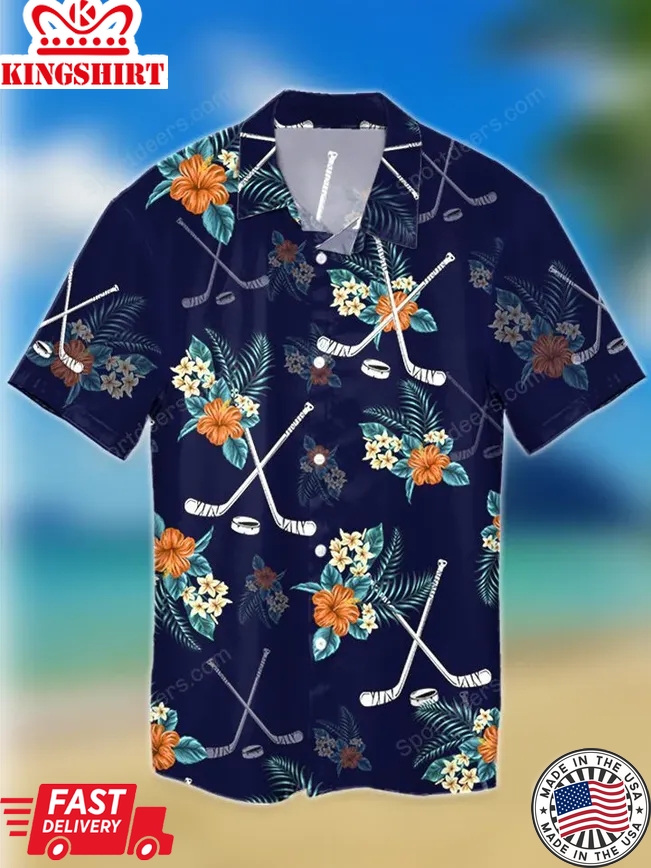 Lacrosse Tropical Orange Trendy Hawaiian Shirt, Summer Gift, Trendy Hawaiian Shirts For Men, Aloha Beach Shirt