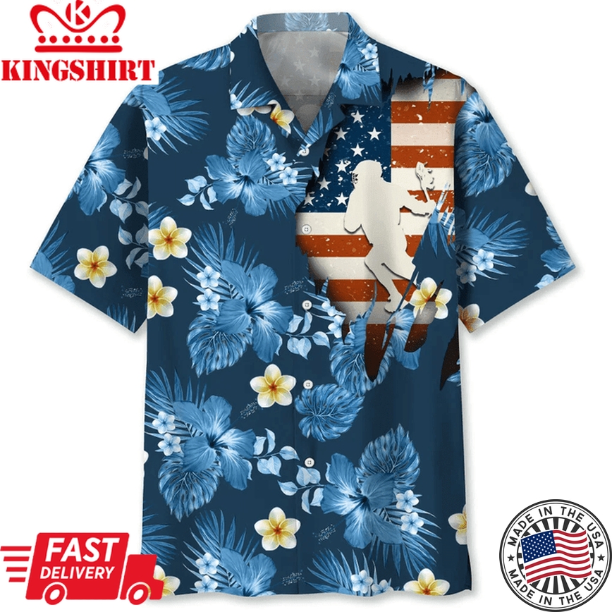 Lacrosse Usa Blue Tropical Trendy Hawaiian Shirt