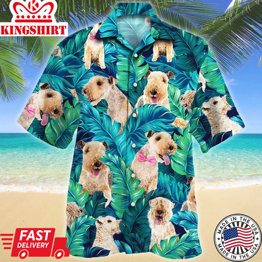 Lakeland Terrier Dog Lovers Summer Beach Palm Tree Trendy Hawaiian Shirt, Summer Aloha Hawaii Shirt For Men Women