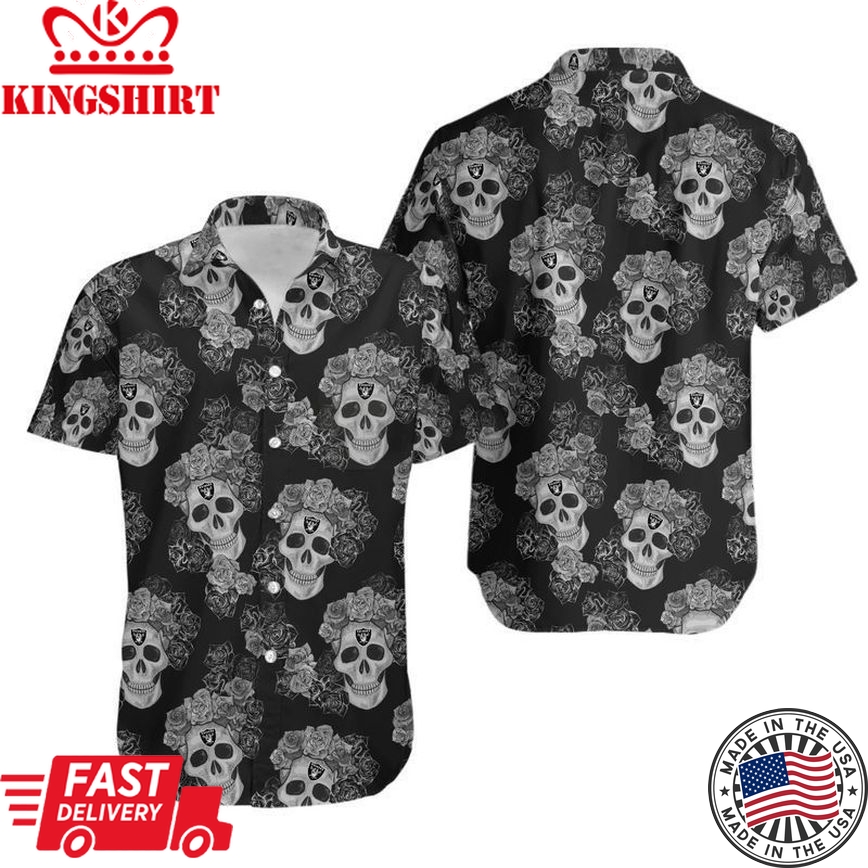 Las Vegas Raiders Mystery Skull And Flower Hawaii Shirt And Shorts Sum