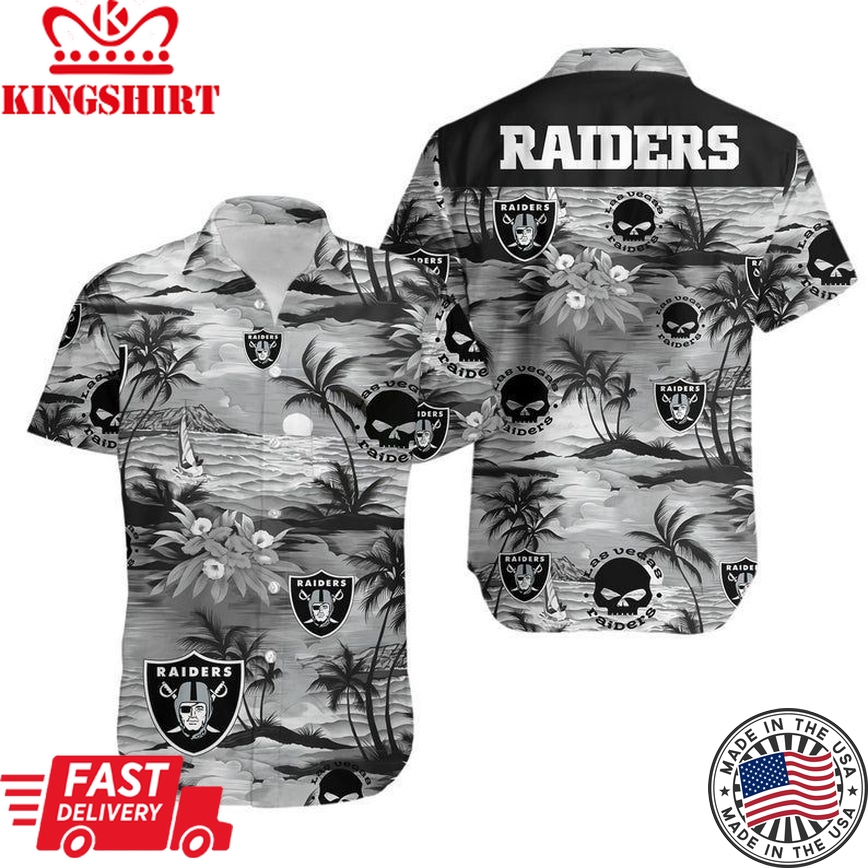 Las Vegas Raiders NFL Football Hawaiian Graphic Print Short Sleeve Haw