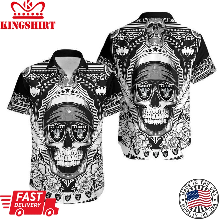 Las Vegas Raiders Skull NFL Gift For Fan Hawaii Shirt And Shorts Summe