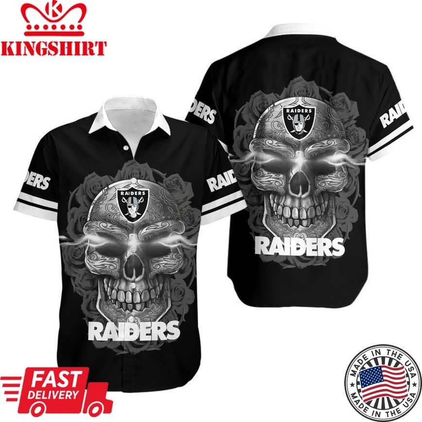 Las Vegas Raiders Sugar Skull NFL Gift For Fan Hawaiian Shirt Graphic Print