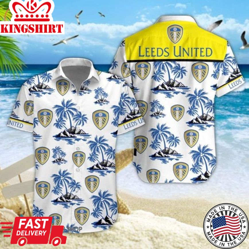 Leeds United Coconut Trees Yellow Trendy Hawaiian Shirt Aloha Shirt