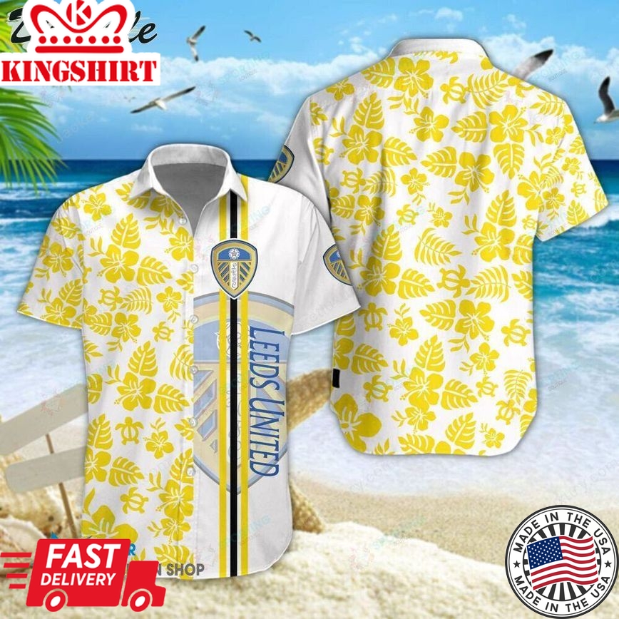 Leeds United Floral Yellow Trendy Hawaiian Shirt Aloha Shirt