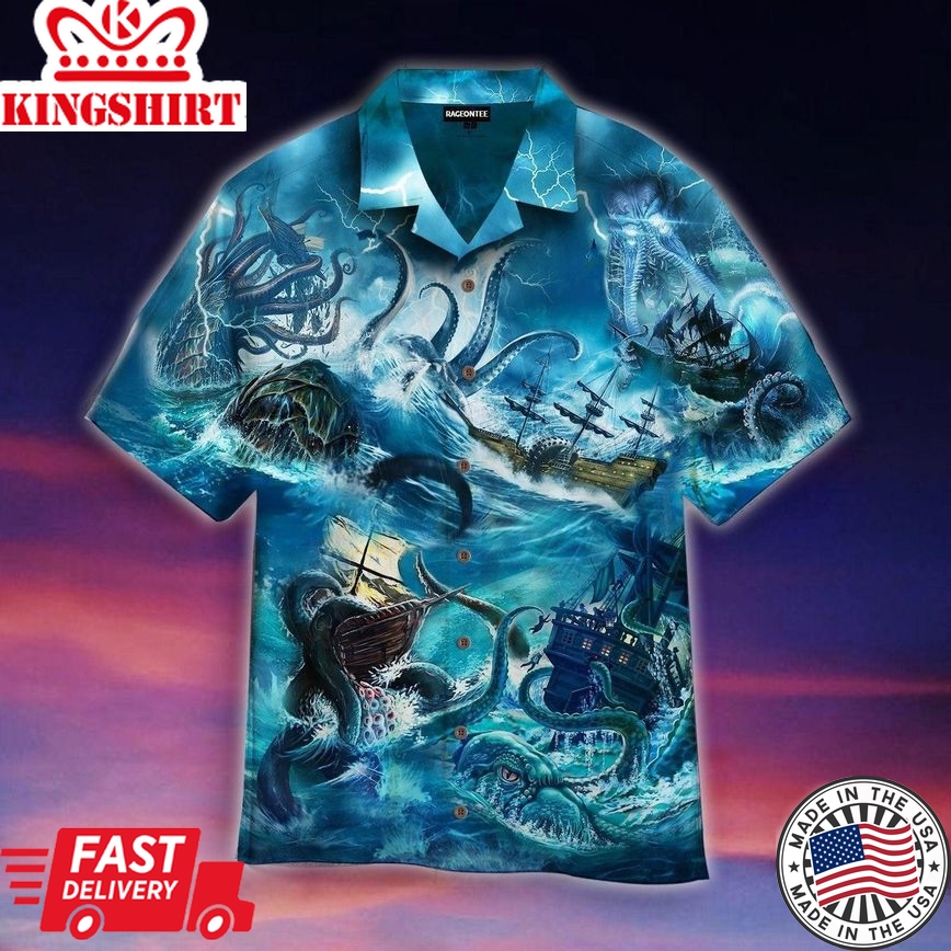 Legend Octopus Attacking The Ship Trendy Hawaiian Shirt For