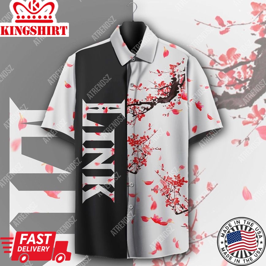 Legend Of Zelda Aloha Shirt Link Cherry Blossom Black White Hawaiian Shirt Legend Of Zelda Hawaii Shirt