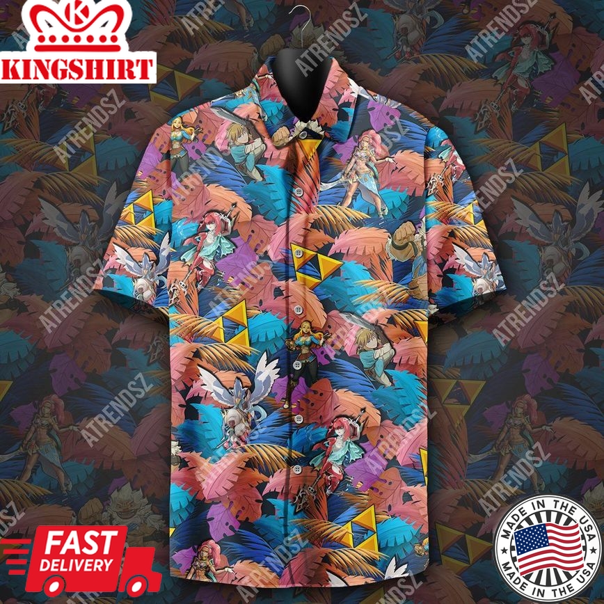 Legend Of Zelda Botw Hawaiian Shirt Zelda Link Pattern Tropical Hawaii Shirt Legend Of Zelda Aloha Shirt