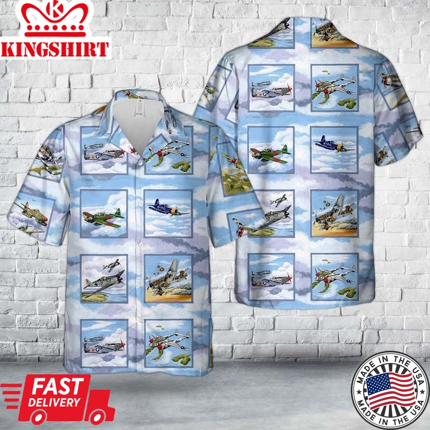 Legends of the Sky: Warbirds WWII Planes Trendy Hawaiian Shirt - Iconic Attire