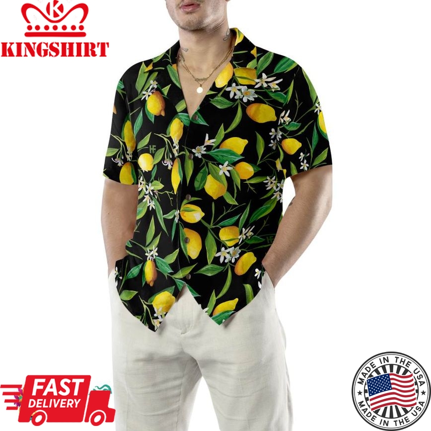 Lemon In Black Hawaiian Shirt