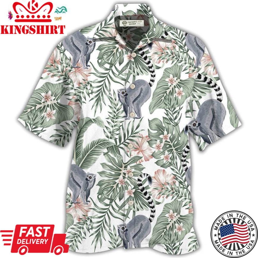 Lemur And Tropical Leaf Hawaiian Shirt