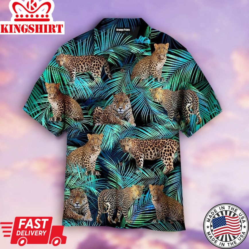 Leopard Leaves Pattern Tropical Trendy Hawaiian Shirt For