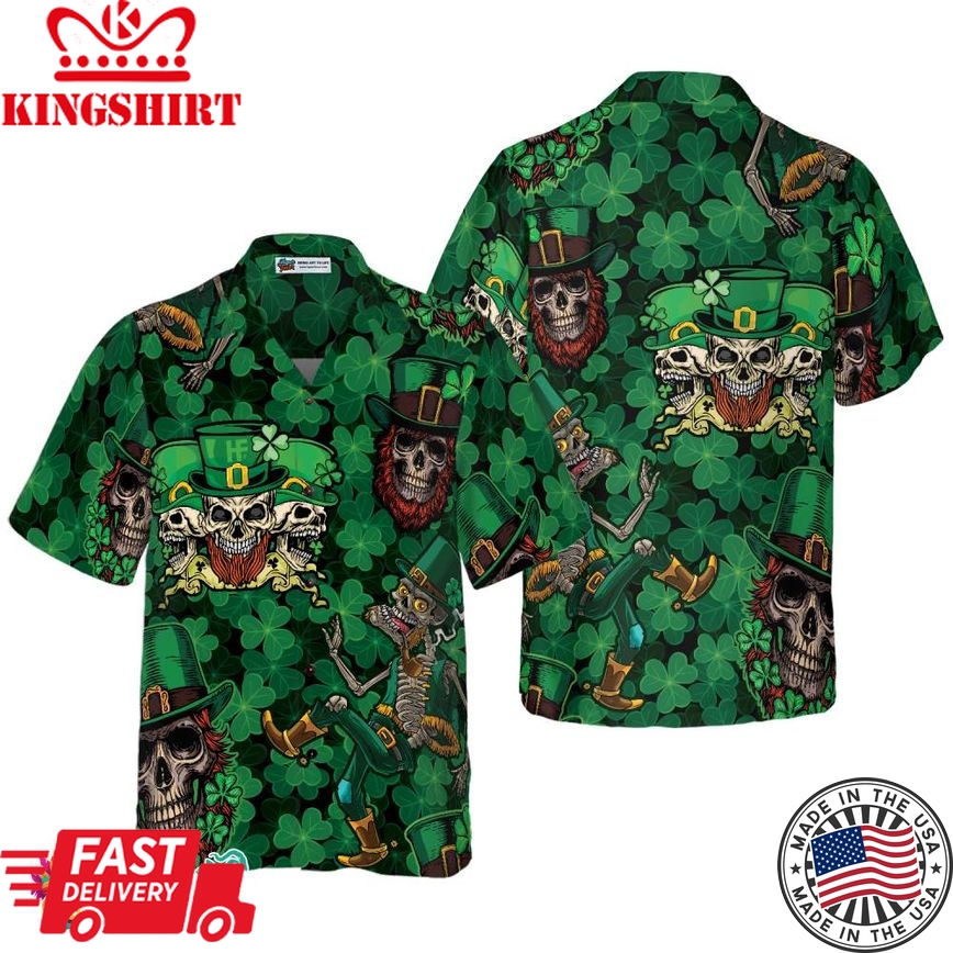 Leprechaun Skull Happy Saint Patrick's Day Hawaiian Shirt