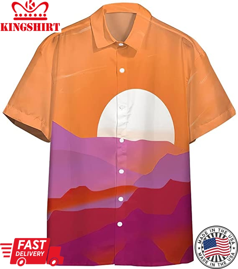 Lesbian Pride Sunrise Hawaiian Shirt, Hawaiian Pocket Shirt Unisex