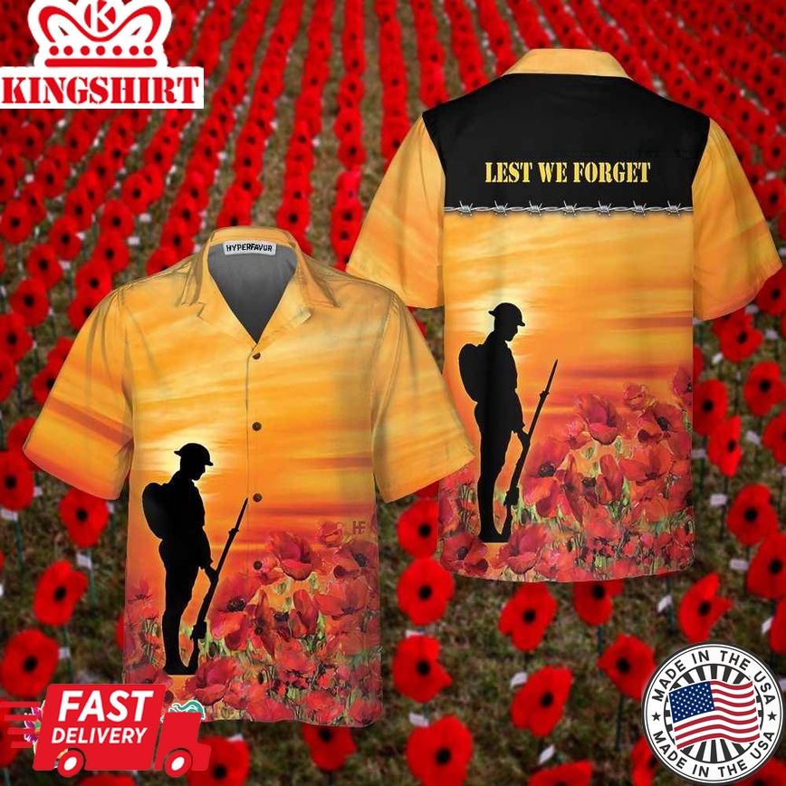 Lest We Forget Hawaiian Shirt, Proud Veteran Shirt, Best Gift For Veteran Day