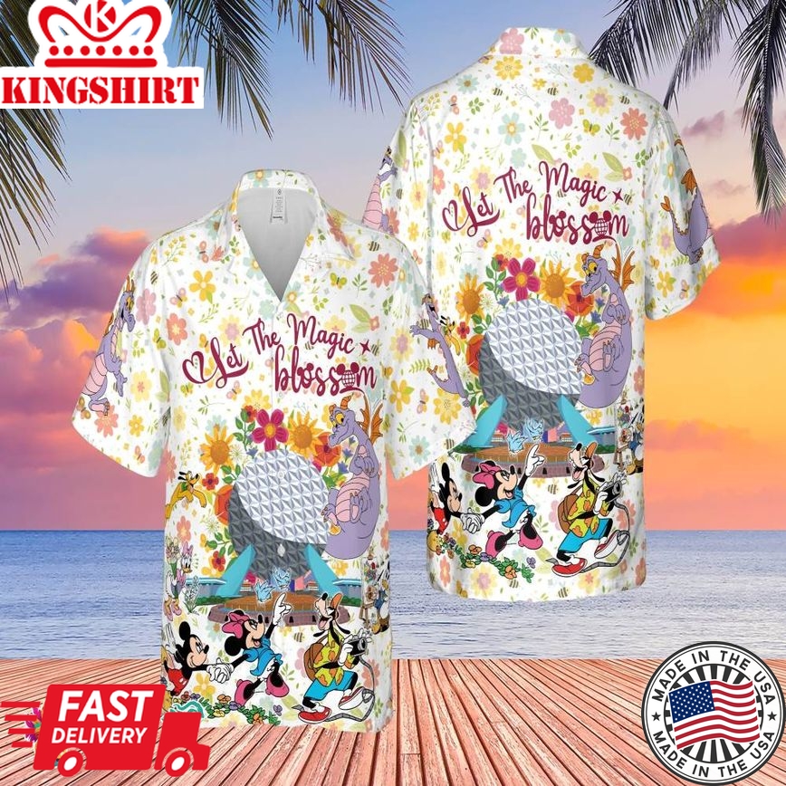 Let The Magic Blossom Disney Epcot Flower And Garden Festival Hawaiian Shirt Floral Epcot Shirt Mickey & Friends Shirt Disney World