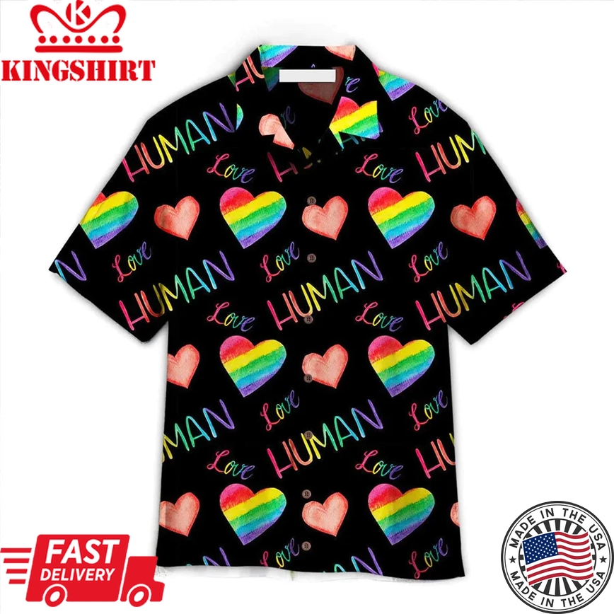 Lgbt Aloha Trendy Hawaiian Shirts For Summer, Heart Rainbow Colorful Lgbt Trendy Hawaiian Shirts, Gift For Gaymer And Lesbian