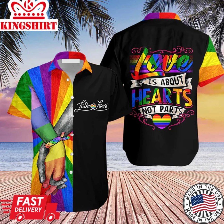 Lgbt Aloha Trendy Hawaiian Shirts For Summer, Hold Hands Colorful Rainbow Lgbt Trendy Hawaiian Shirts, Gift For Gaymer And Lesbian