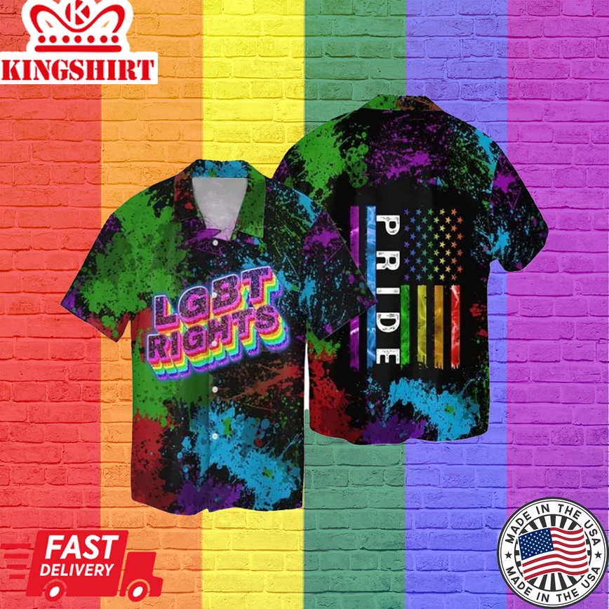 Lgbt Aloha Trendy Hawaiian Shirts For Summer, Lgbt Right, American Flag Colorful Rainbow Lgbt Pride Trendy Hawaiian Shirts