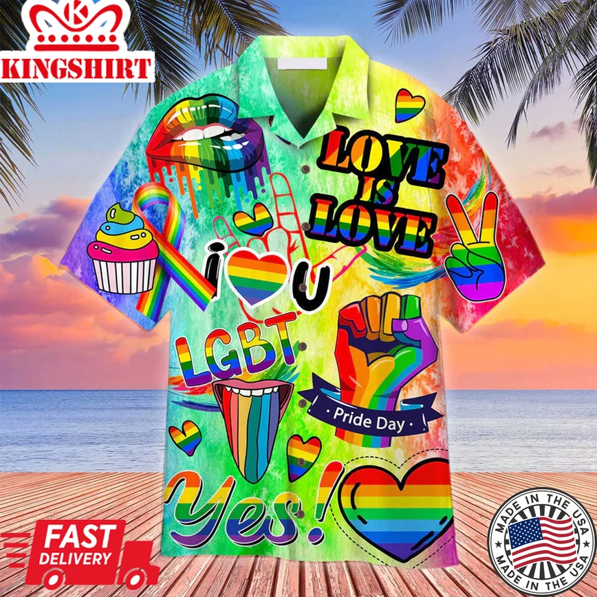 Lgbt Aloha Trendy Hawaiian Shirts For Summer, Love Is Love Lgbt Month Rainbow Colorful Lgbt Aloha Trendy Hawaiian Shirts