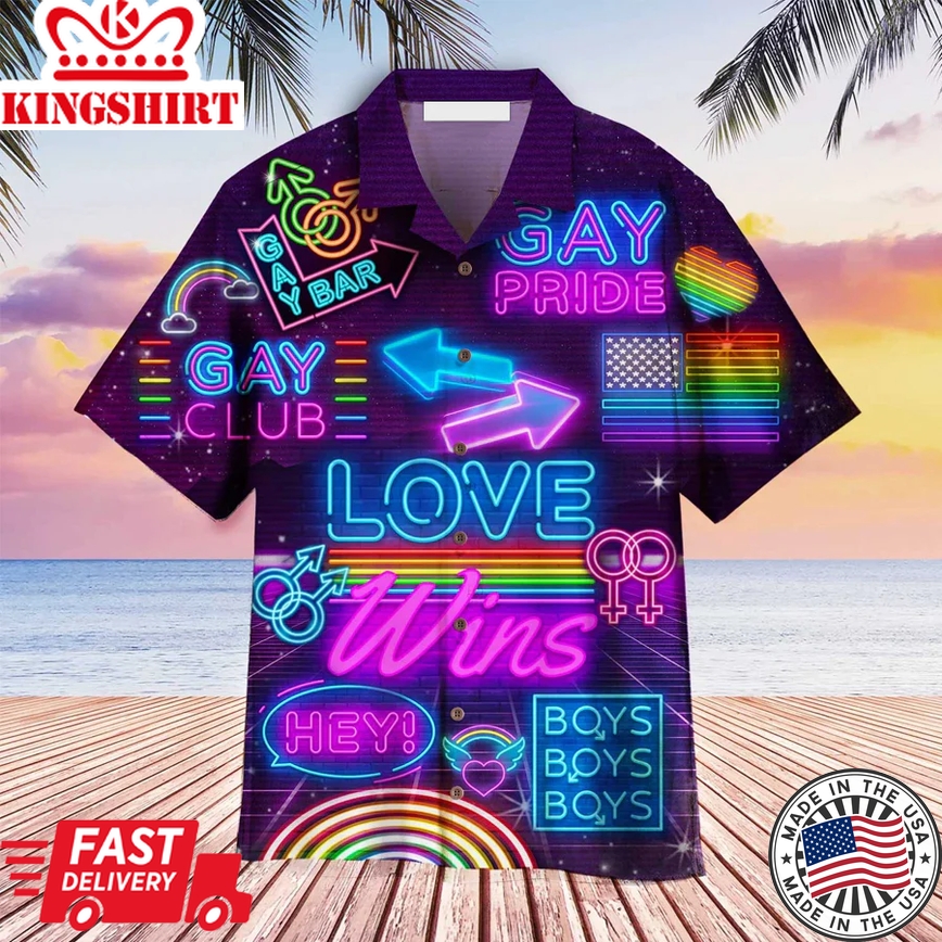 Lgbt Aloha Trendy Hawaiian Shirts For Summer, Love Wins Pride Month Rainbow Colorful Lgbt Trendy Hawaiian Shirts