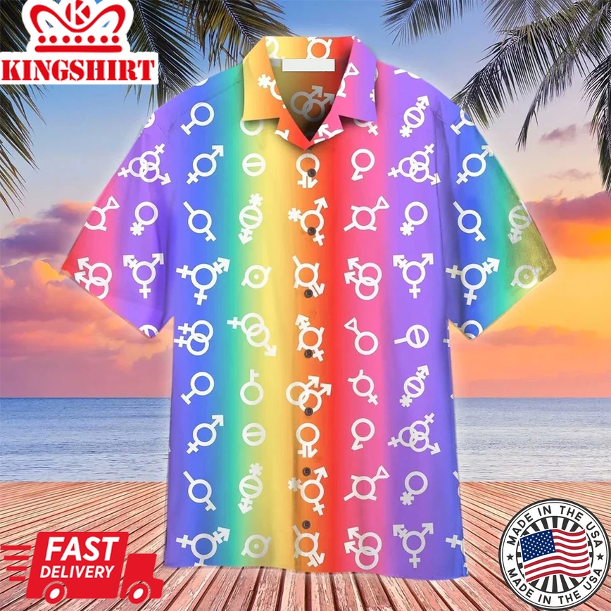 Lgbt Aloha Trendy Hawaiian Shirts For Summer, Pride Flag Lgbt Gender Aloha Trendy Hawaiian Shirts For Men Women