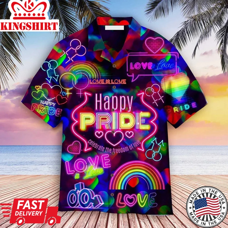 Lgbt Aloha Trendy Hawaiian Shirts For Summer, Rainbow Colorful Lgbt Trendy Hawaiian Shirts, Gift For Gaymer And Lesbian