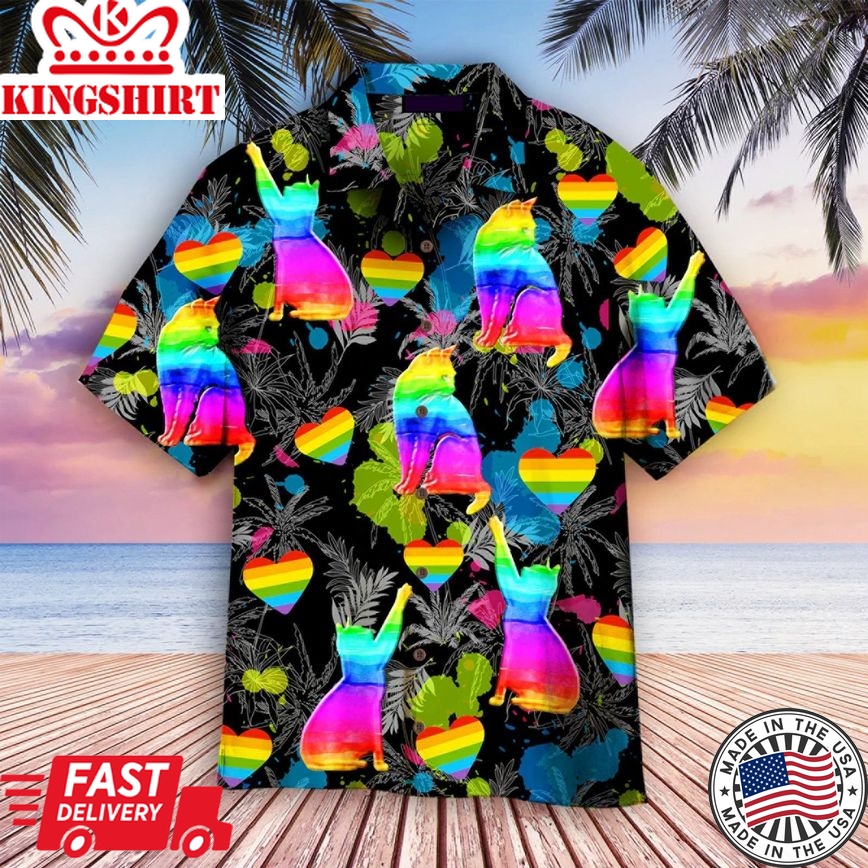 Lgbt Cat Pride Month Hawaiian Shirt, Gift For Pride Cat Lover