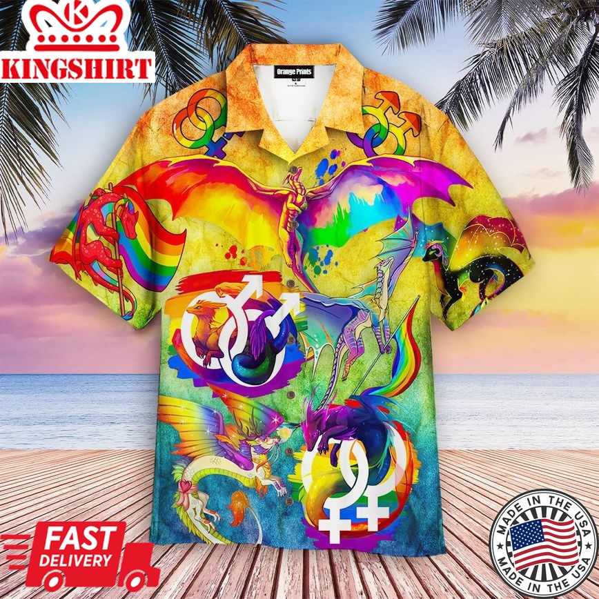 Lgbt Dragon Love Is Love Pride Month Aloha Hawaiian Shirts For Men & For Women |