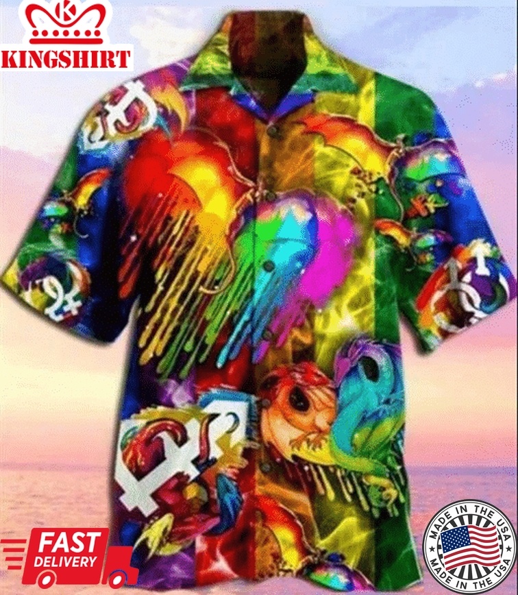 Lgbt Dragon Red Hawaiian Shirt