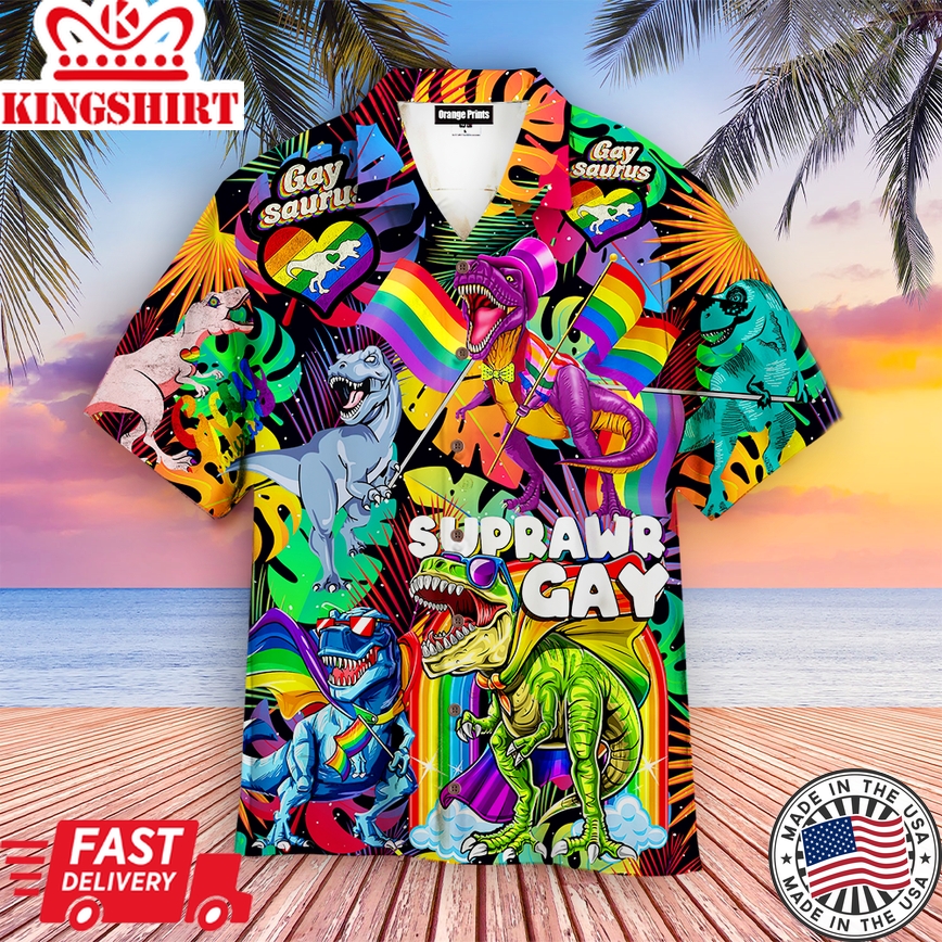 Lgbt Gay Saurus Happy Pride Month Aloha Hawaiian Shirts For Men & For Women |