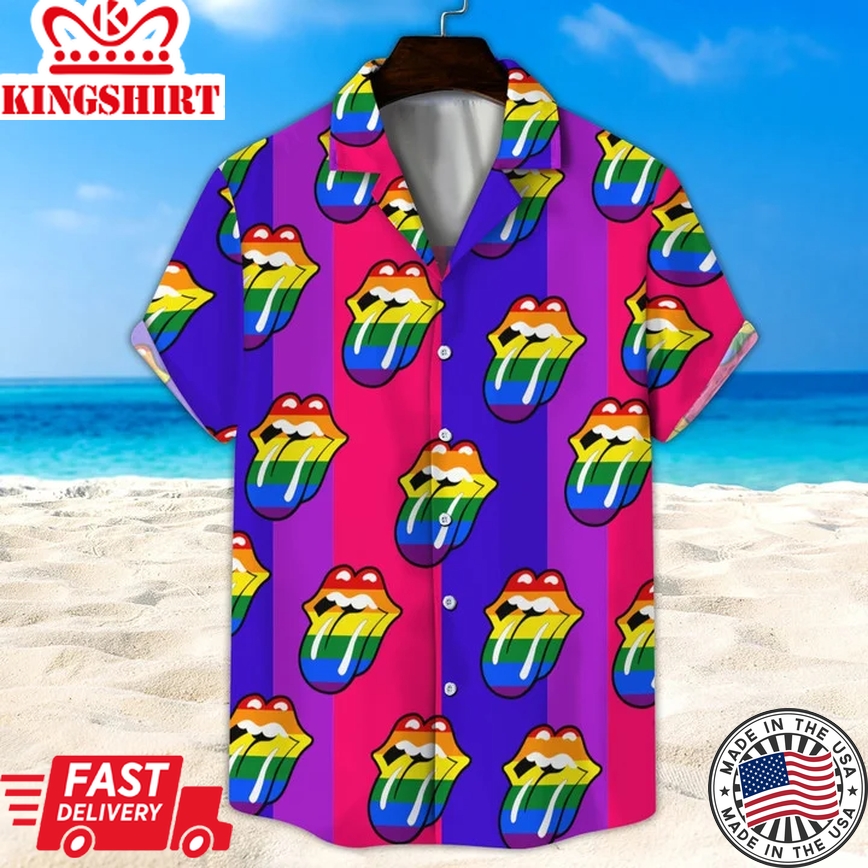 Lgbt Hawaii Shirt, Bisexual Rainbow Lip Unisex Hawaii Shirt, Beach Short