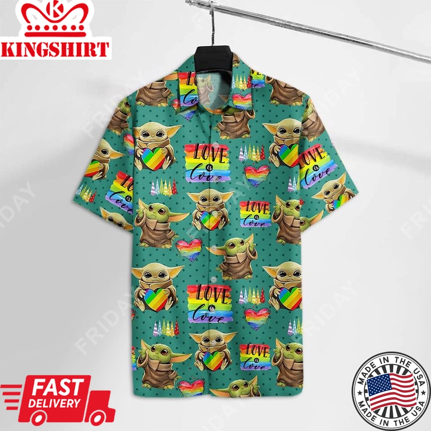 Lgbt Hawaii Shirt Grogu Lgbt Rainbow Love Is Love Pattern Hawaiian Aloha Shirt