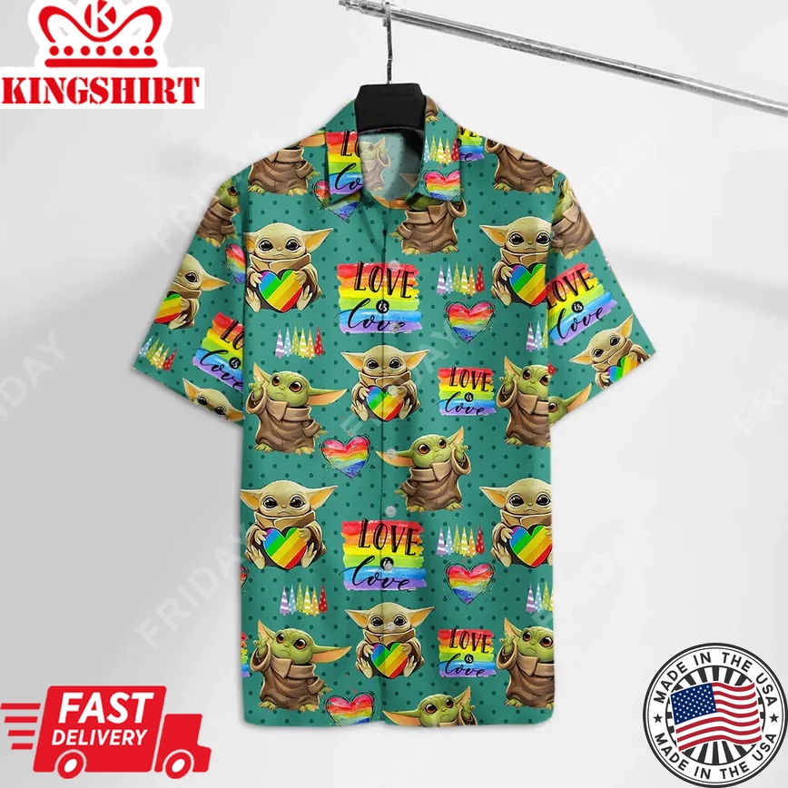 Lgbt Hawaii Shirt Grogu Lgbt Rainbow Love Is Love Pattern Hawaiian Aloha Shirt