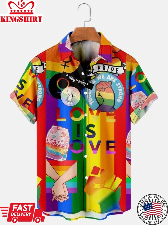 Lgbt Holiday Print Casual Short Sleeve Trendy Hawaiian Shirt