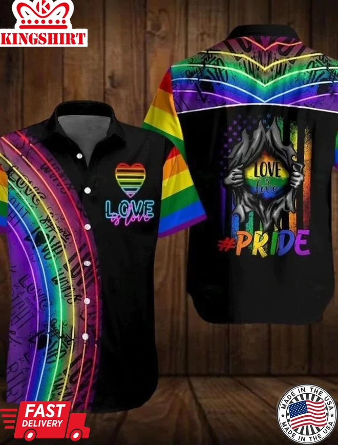 Lgbt Love Is Love Men's Shirt, Lgbt Pride Trendy Hawaiian Shirt Summer Shirt