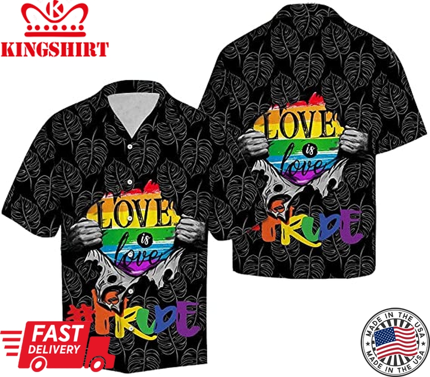 Lgbt Love Pride Hawaii Shirt Cotton Casual Button Down Short Sleeves Hawaiian Shirt