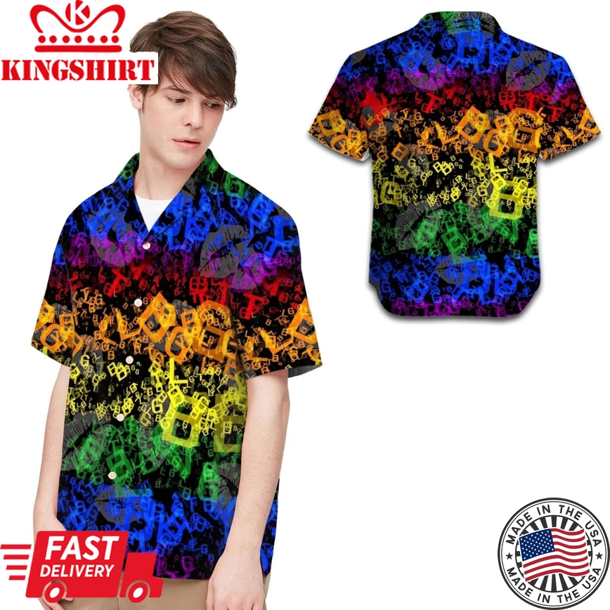 Lgbt Neon Rainbow Color Pride Month Men Hawaiian Shirt