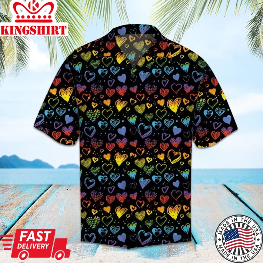 Lgbt Pride Hawaii Shirt Lgbt Rainbow Hearts Pattern Trendy Hawaiian Shirt