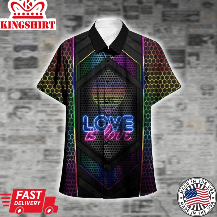 Lgbt+ Pride Love Is Love Neon Hawaiian Shirts Aloha Hawaii Shirt Aloha Shirt For Summer