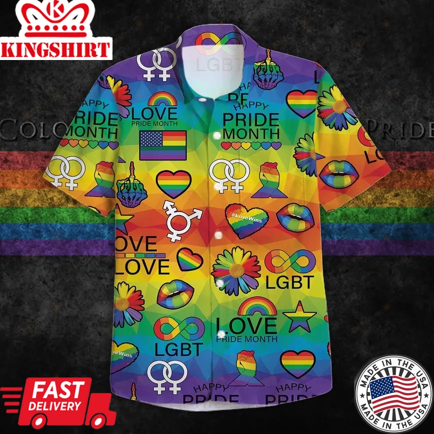 Lgbt Pride Trendy Hawaiian Shirt Love Pride Month Rainbow Pattern Hawaii Aloha Shirt