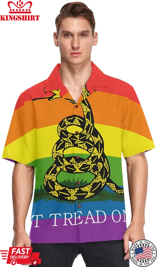 Lgbt Rainbow Rattlesnake Men's Hawaiian Shirt Short Sleeves