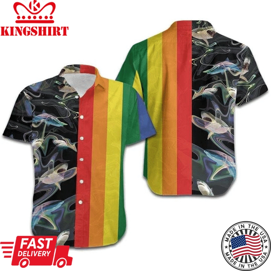 Lgbt Rainbow Sharks Hawaiian Shirt