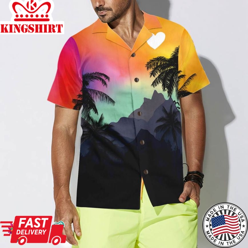 Lgbt Sunset With Heart Hawaiian Shirt