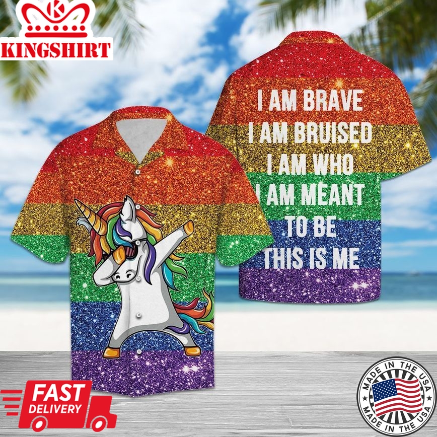 Lgbt Unicorn Hawaii Shirt I Am Who I Meant To Be This Is Me Hawaiian Aloha Shirt