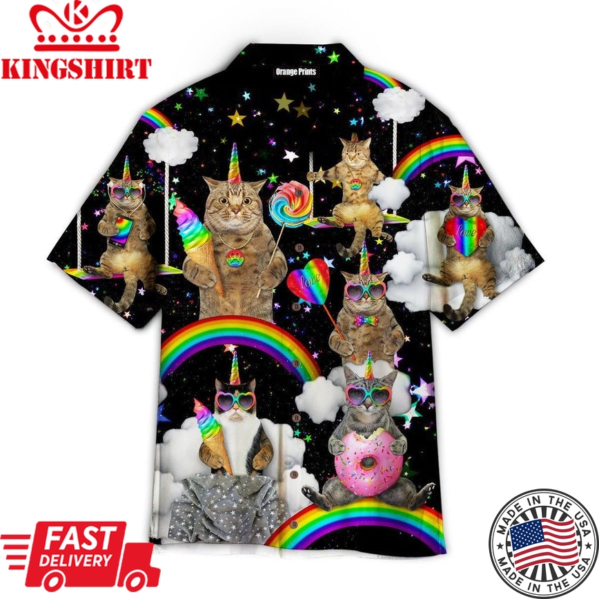 Lgbt With Unicorn Cat Aloha Hawaiian Shirts For Men & For Women |