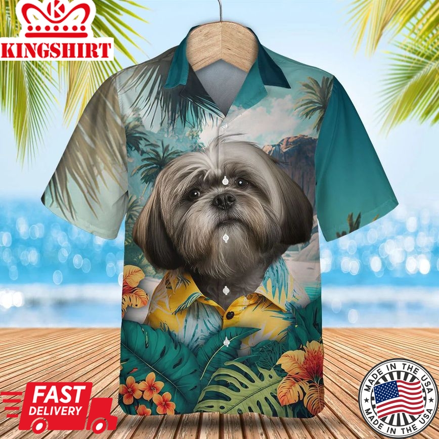 Lhasa Apso Tropical Getaway - Explore Hawaii in Style with this Exquisite Trendy Hawaiian Shirt